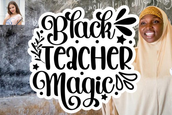 Black Teacher Magic SVG Sticker Design: Graphics for Print Templates