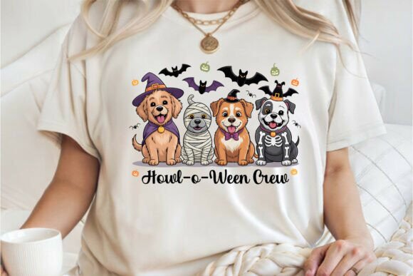 Howl-o-Ween Dog Costume Crew Shirt PNG