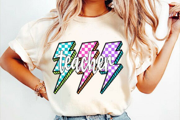 Lightning Bolt Teacher SVG: Graphics for T-Shirt Designs