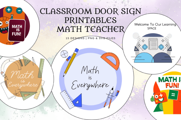 Math Teacher Door Sign Bundle – Graphics for Teaching Materials