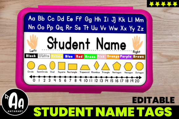 Student Nameplates 2D Shapes Colors Graphics