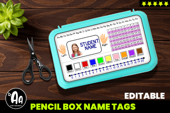 Student Pencil Box Labels, Supply Box Graphics