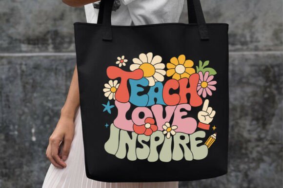 Teach Love Inspire Retro Groovy T-Shirt Designs