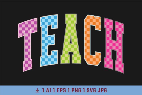 Teacher Checkered PNG Teach Neon Preppy Graphics